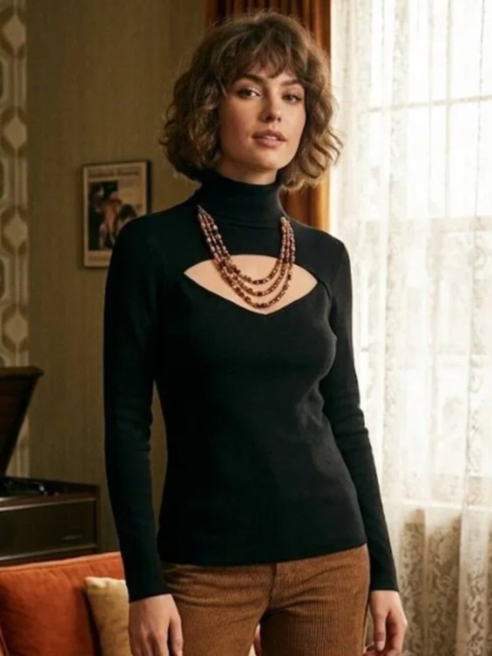 Women's Black turtle neck Peek A Boo Front 3X SUPER SEXY! NWOT LQQK!!!